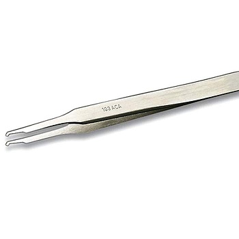 103ACA - Специальная нержавеющая сталь, не магнитятся. Пинцет для работы с чипами с изогнутой головкой под углом 45°и тупыми кромками для избежания повреждения плат. Для удержания мелких компонентов, установки на печатных платах, наручных часах и т.д., 11