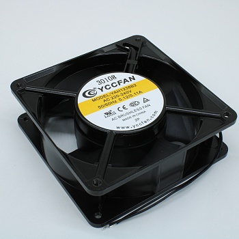 YAH1238B2 - Вентилятор 220В AC, 17.6W, 2650об/мин., 120x120х38мм, 156.7м3/час, 40.5дБ, подшипник качения, тип вывода - провод 250мм, -10°C~+70°C