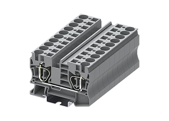 Проходная клемма TC10-2-GY - Проходная клемма, тип фиксации провода: пружинный, номинальное сечение: 10 мм кв., 57A, 1000V, ширина: 10,2 мм, цвет: серый, тип монтажа: DIN 35