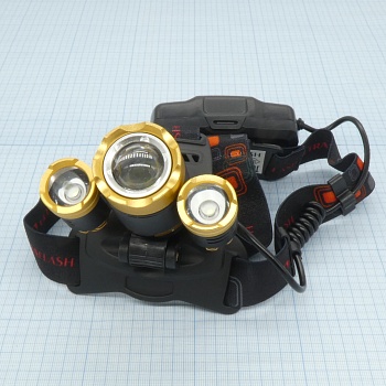 Фонарь аккум.налобный UltraFlash E1333 - (акк.2х18650) 3св/д 4Вт (300Лм) 250м, фокусировка, 4 режима, металлический, черный