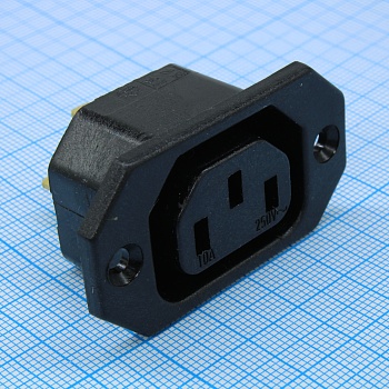 43R03.1111 - Разъем сетевой IEC (розетка) с винтовым креплением La=40мм, 4,8мм