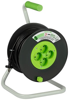 Удлинитель на пластик. катушке 4х50м без заземл. KAT-2x1.5-50m Greenline ПВС 2х1.5 Эра Б0065097