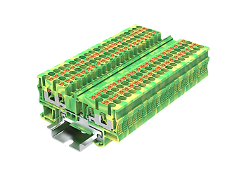 Заземляющая клемма TP2.5-4-PE - Заземляющая клемма, 4 точки подключения, push-in, номинальное сечение: 2,5 мм кв., ширина: 5,2 мм, цвет: желто-зеленый, тип монтажа: DIN 35