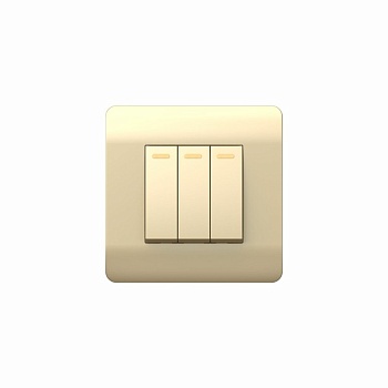 Переключатель 3-кл. NEW3-E 10А с подсветкой шампань 431512