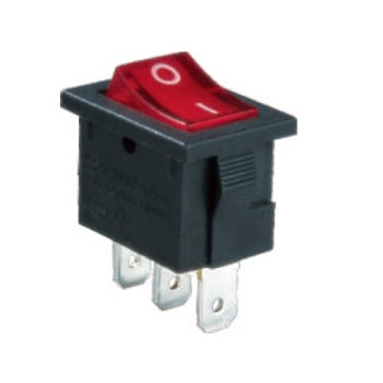 RK2-16 1X1 B/R"0-" - Выключатель клавишный ON-OFF без подсветки цвет корпуса (черный) цвет кнопки (красный)
