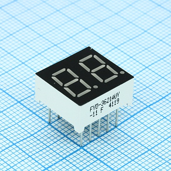 FYD-3621AUY-11 - 2-х разрядный индикатор 9,2мм/желтый/590нм/140-190мкд/ОК