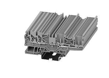 Проходная клемма 2150-1401 - Проходная клемма для подключения разъема, TA1.5, 2+2 точки подключения, тип фиксации провода: пружинный, номинальное сечение: 1,5 мм кв., 13,5A, 500V, ширина: 3,5 мм, цвет: серый, тип монтажа: DIN