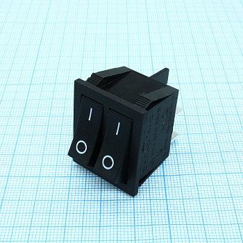 RK1-22 1X1X2 B/B"0-" - Выключатель клавишный ON-OFF без подсветки цвет корпуса (черный) цвет кнопки (черный)