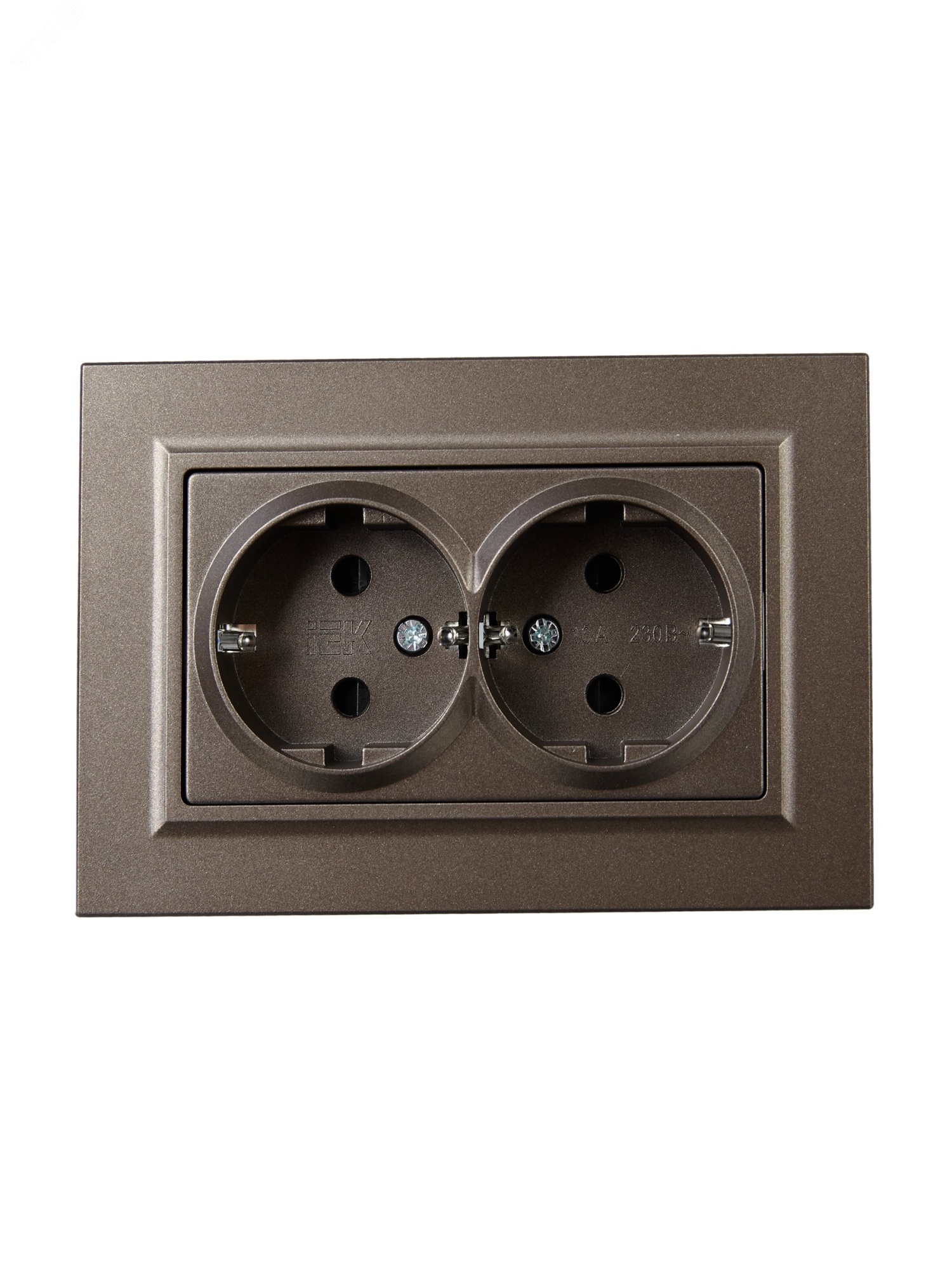 Розетка 2-м СП BRITE РСш12-3-БрТБ 16А в сборе с заземл. защ. шторки бронза BR-R24-16-K45-F