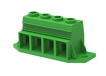 Розеточный разъем на плату MC-TK15H07C-B - Клемма, горизонтальный подвод кабеля, на плату, шаг: 15 мм, 7 полюсов, фиксация провода винтовая, исполнение: с монтажными фланцами, 1000V, 125A, цвет: зеленый