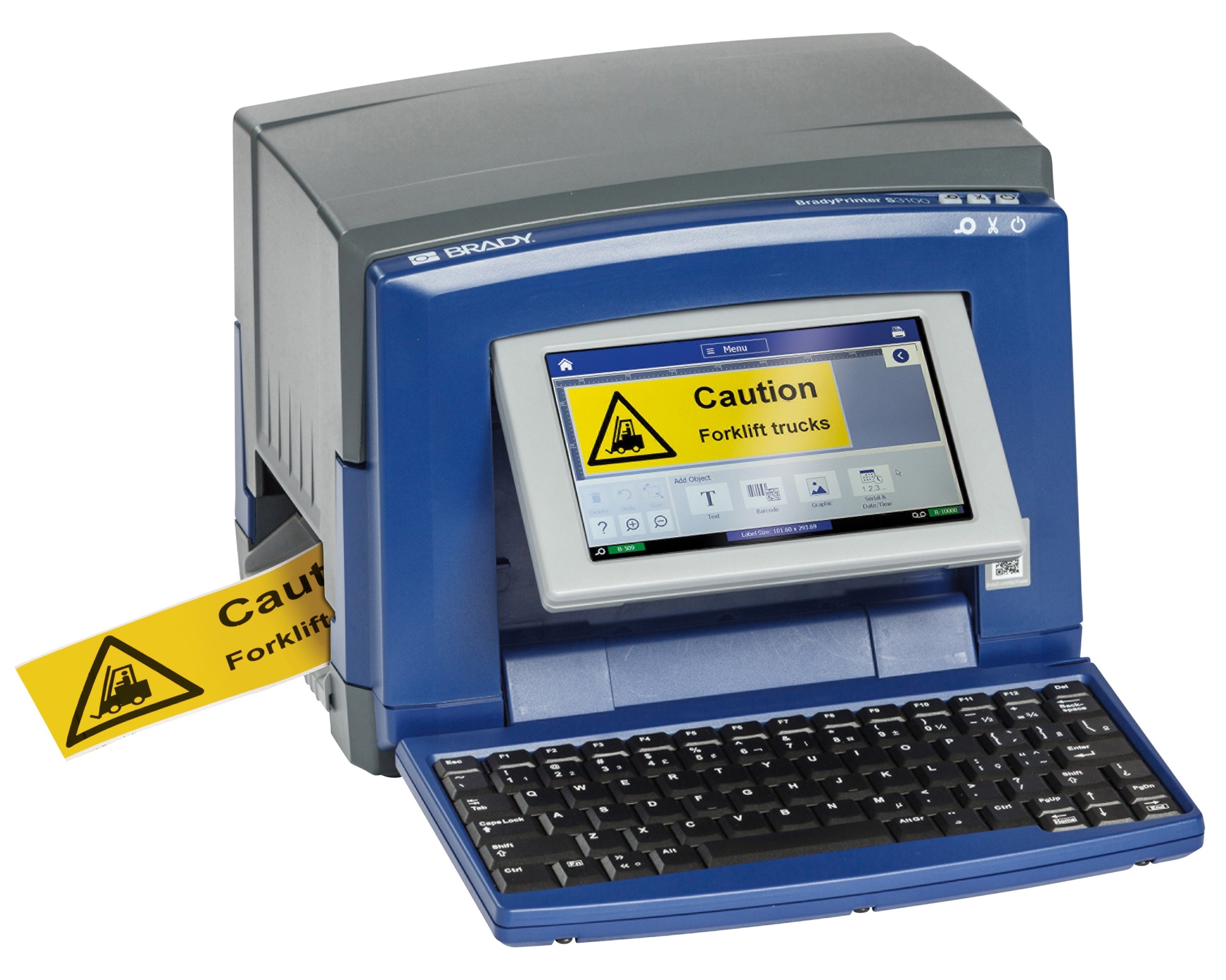 gws198581 - Принтер BRADY S3100-CYR-W-BWS с ПО BWS ADVANCED. Клавиатура: русский/английский. В комплекте: шнур питания, USB кабель, комплект для чистки, инструмент для чистки резака, руководство по быстрому запуску, стилус и мышь.