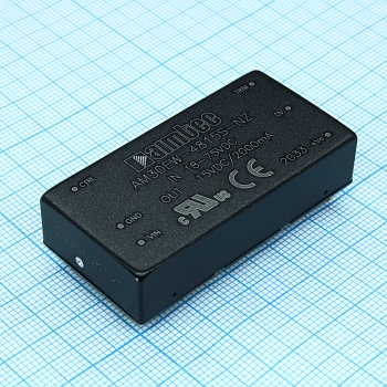 AM30EW-4815S-NZ - DC/DC, 30Вт, вход 18…75В, выход 15В/2А, изоляция 1600В DC, КПД 89%, максимальная емкостная нагрузка не более 1680мкФ, вход On/Off, 2x1", 50.8x25.4x11.8мм, -40…75°C, металл