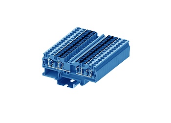 Проходная клемма TC4-2X2-BU - Проходная клемма, с разрывом цепи, 2X2 точки подключения, тип фиксации провода: пружинный, номинальное сечение: 4 мм кв., 32A, 800V, ширина: 6,2 мм, цвет: синий, тип монтажа: DIN 35