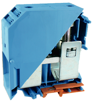 Проходная клемма UKJ-240(BU) - Проходная клемма, тип фиксации провода: винтовой, номинальное сечение: 240 мм кв., 415A, 1000V, ширина: 37,6 мм, цвет: синий, тип монтажа: DIN 35