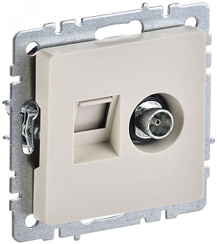 Розетка компьютерная + телевизионная 2-м Brite РТВ/РК12-БрКр RJ45 кат.5E + TV беж. BR-AK20-1-K10