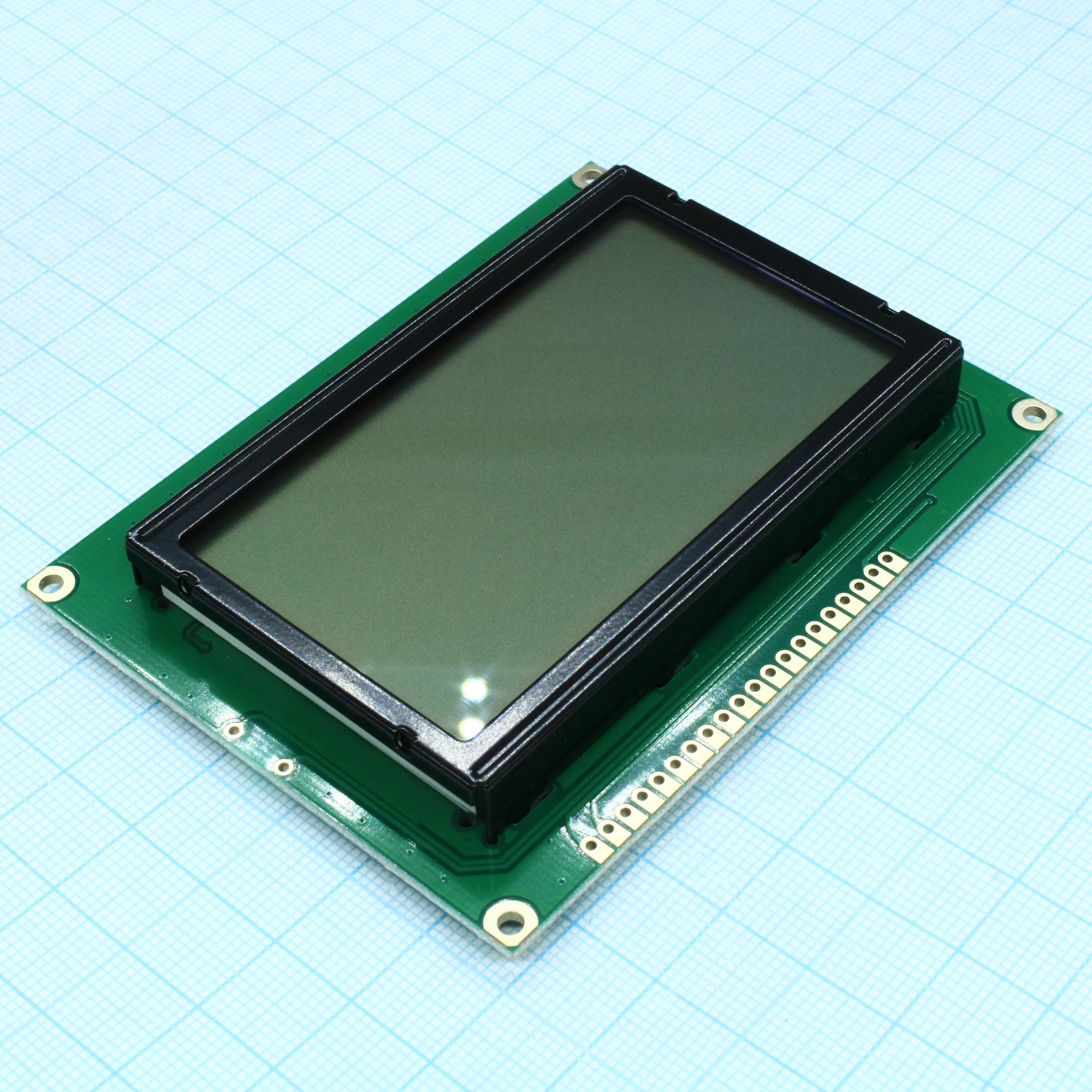 WG12864A-YGH-T#N - ЖКИ графич, 128 x 64, STN Серый Positive/Transfl, подсв. LED Ж-Зел,  VDD = 5V, 6 o`cl, -20...+70C