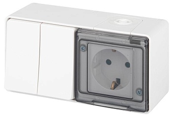 Блок розетка с выключателем Эксперт 11-7502-01 двойн. IP55 16A(10AX)-250В ОУ белый Эра Б0063270