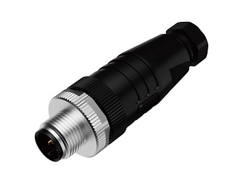 Вилочный разъем M12A08MPSFWSR608001 - Вилочный разъем на кабель, 8 полюсов, M12, прямой, A-Code, диаметр кабеля: 6,0-8,0 мм, 2А, 30V, корпус из пластика, резьбовое соединение: цинк