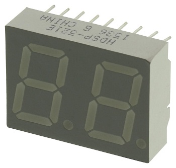HDSP-521E - Индикатор светодиодный 7-сегментный 14.2мм 2-знаковый общий анод десятичная точка справа