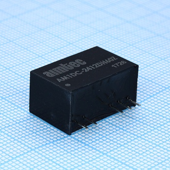 AM1DC-2412DH60Z - DC/DC, 1Вт, вход 21.6…26.4В, выход ±12В/±0.042А, изоляция 6000В DC, КПД 72%, максимальная емкостная нагрузка не более ±100мкФ, SIP7, 19.5x9.8x12.5мм, -40…85°C, пластик