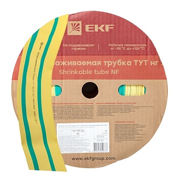 Термоусаживаемая трубка ТУТ нг 50/25 жел-зел рулон PROxima tut-50-yg
