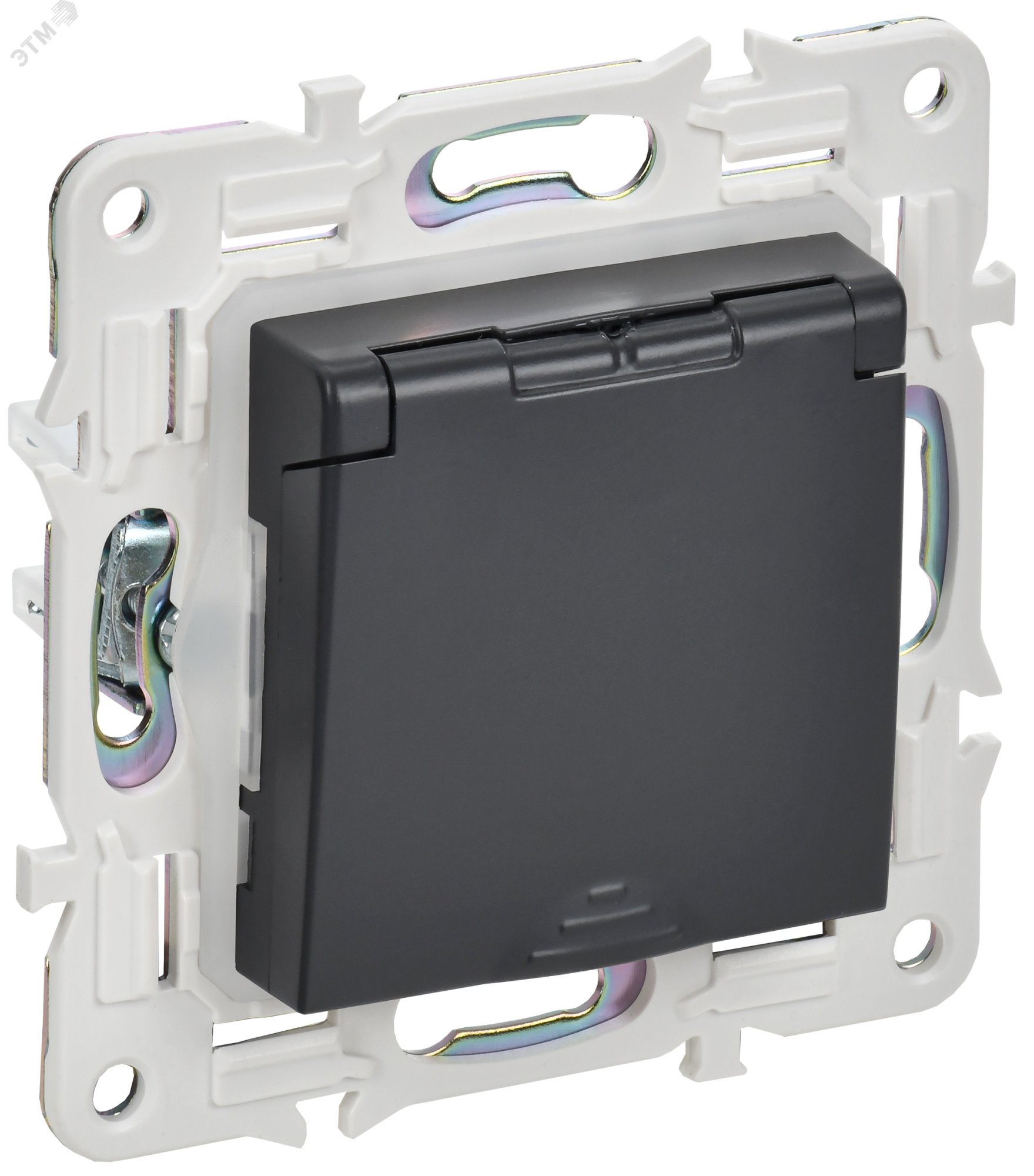 SKANDY Розетка 1-местная с заземлением с защитными шторками и крышкой 16А IP44 SK-R11T титан IEK SK-R16-16-44-K48