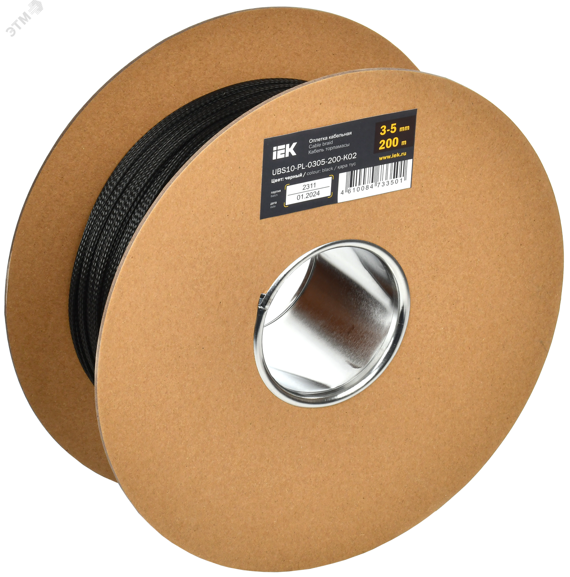 Оплетка кабельная 3-5мм полиэстер 200м черная IEK UBS10-PL-0305-200-K02