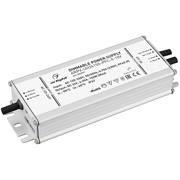 Блок питания ARPV-UH24150-PFC-0-10V (24V, 6.3A, 150W) 024277 - Диммируемый источник напряжения по стандарту 0-10 В с гальванической развязкой для светодиодных изделий. Входное напряжение 120-240 VAC. Выходные параметры: 24 В, 6.3А, 150 Вт. Встроенный PFC 