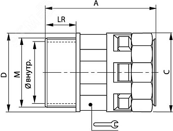 Переходник труба-коробка DN 29мм М32х1.5 полиамид черн. IP66 PAM29M32N
