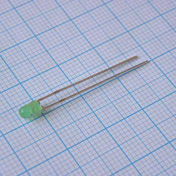 L-7104GD-12V - Светодиод 3мм/зеленый/568нм/6-15мкд/40°/встроенный резистор/12в