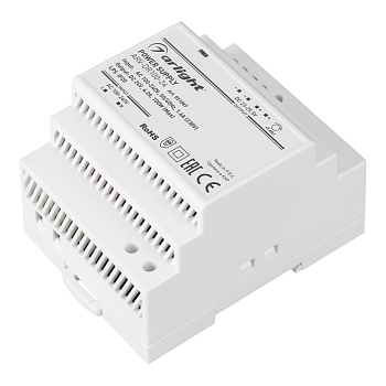 Блок питания ARV-DR100-24 (24V, 4.2A, 100W) 031087 - Источник напряжения с гальванической развязкой для светодиодных изделий. Входное напряжение 100-240 VAC. Выходные параметры: 24 В, 4.2 А, 100 Вт. Негерметичный пластиковый корпус IP 20 для установки на 