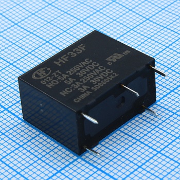 HF33F/012-ZT - Реле силовое 5А одна группа на переключение катушка 12В