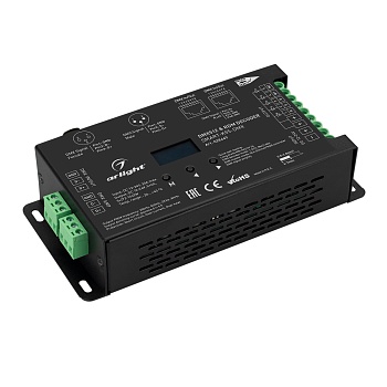 Декодер SMART-K55-DMX (12-24V, 5x6A, XLR3) 028449 - Декодер DMX512 для трансляции DMX512 сигнала ШИМ(PWM) устройствам. Питание 12-24VDC. 5 каналов, ток нагрузки 5x6A, мощность нагрузки 360-720W. Входной сигнал DMX512 (XLR3, RJ45 терминальные клеммы), выхо