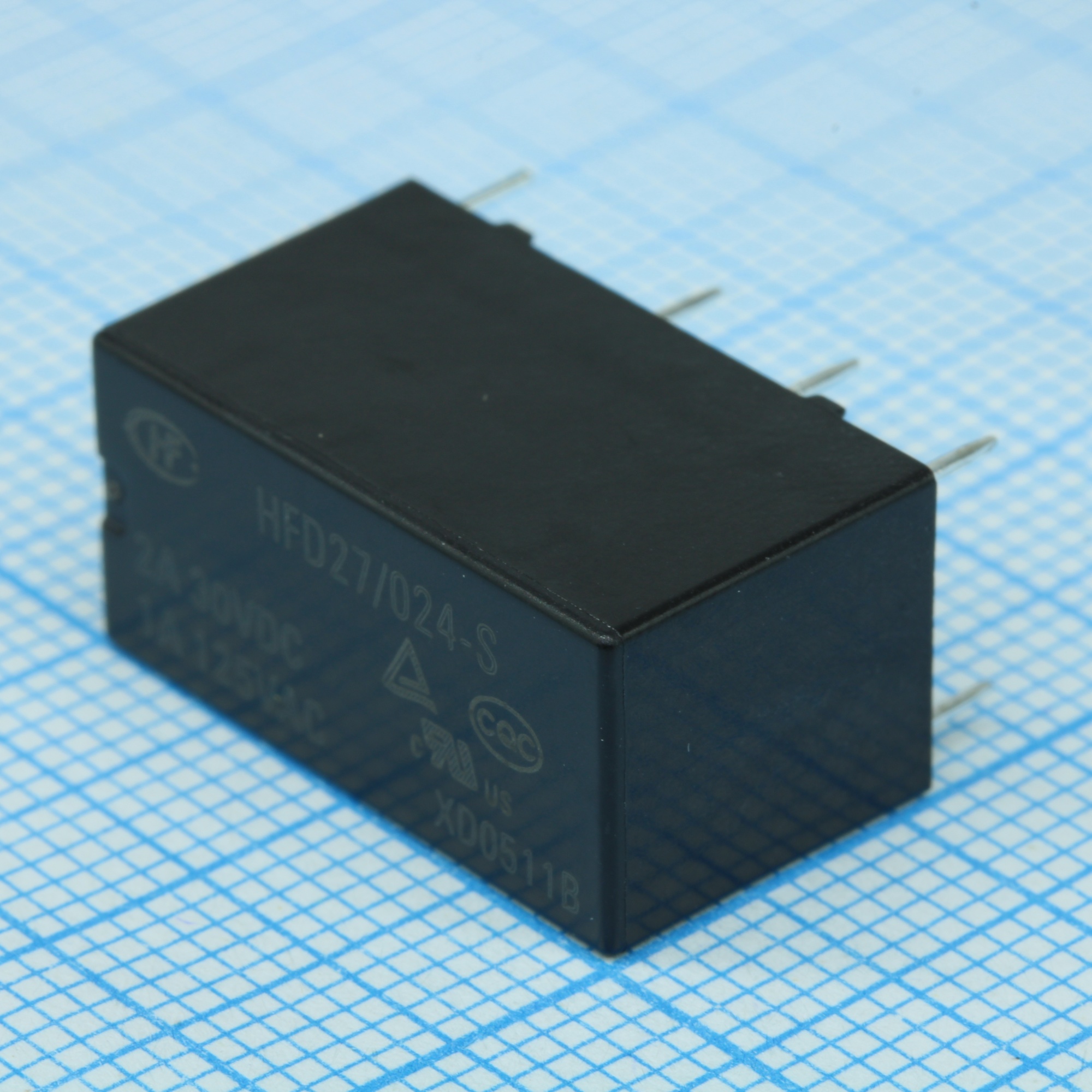 HFD27/024-S - Сигнальное реле 24VDC 1A DPDT (20,5x10,1x11,5мм) THT