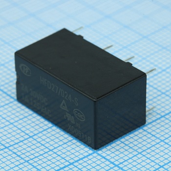 HFD27/024-S - Сигнальное реле 24VDC 1A DPDT (20,5x10,1x11,5мм) THT