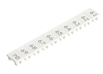 Шильдик 9705A/8/10B 61-70 - Маркировка для клемм сечением 6 мм.кв., шириной 8 мм, 10 шильдиков, белая, нанесенные знаки: 61 – 70