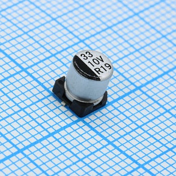 EZV330M10RB - Конденсатор алюминиевый электролитический SMD 33мкФ 10В ±20% (5х5.5)мм 150мА 2000час 105°C лента на катушке