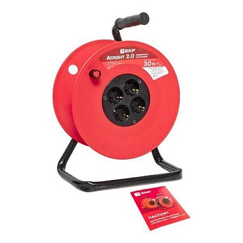 Удлинитель на катушке 4х30м без заземл. 6А IP20 Атлант 2.0 1.3кВт ПВС 2х0.75 PROxima UKA02-06-275-4-30