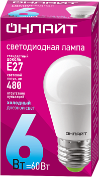 Лампа светодиодная 61 138 OLL-G45-6-230-6.5K-E27 6Вт 61138
