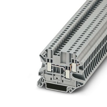 Проходная клемма UUT-2.5/1-2-GY - Проходная клемма, 3 точки подключения, тип фиксации провода: винтовой, номинальное сечение: 2,5 мм кв., 500V, 24A, ширина: 5,2 мм, цвет: серый, тип монтажа: DIN35