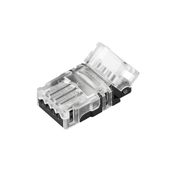 Коннектор HIP-RGB-10-4pin-STW 032242 - Одиночный коннектор (без провода) для подключения питания к открытым RGB лентам шириной 10 мм. Очистка провода питания (0,5-1,0 мм2) от изоляции не требуется. Материал - прозрачный пластик. Максимальный допустимый то