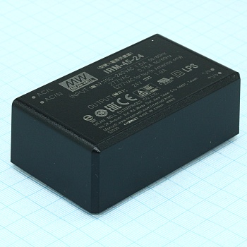 IRM-45-24 - AC-DC, 45.6Вт, вход 85...305В AC 47...440 Гц, 120...430B DC, выход 24В/1.9А, изоляция 3000В AC, в корпусе на плату 87x52x29.5мм, -30...+70°C