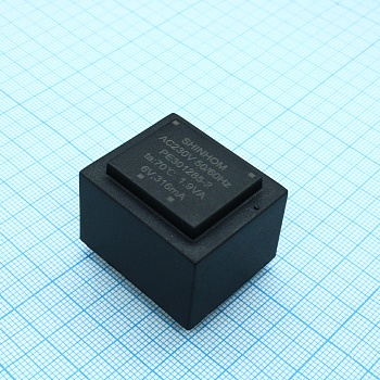 PE301285-2 - Трансформатор питания 1.9ВА  230В 6В/316мА ta 70°C (EI 30/12.5) 24.5мм
