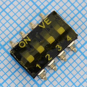 L-KLS7-KLR-04-N-11 - DIP переключатель 4 группы SMD монтаж шаг 2.54мм 0.025А 24В с плёнкой на ленте