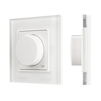 Панель SMART-P52-MIX-G-SUF (3V, 1 зона, Rotary, 2.4G) 032986 - Накладная роторная панель 2.4 ГГц, цвет белый. Материал - пластик. Для управления MIX (CCT) источниками света (ШИМ). Управление цветовой температурой с помощью роторного вращателя. Питание/раб