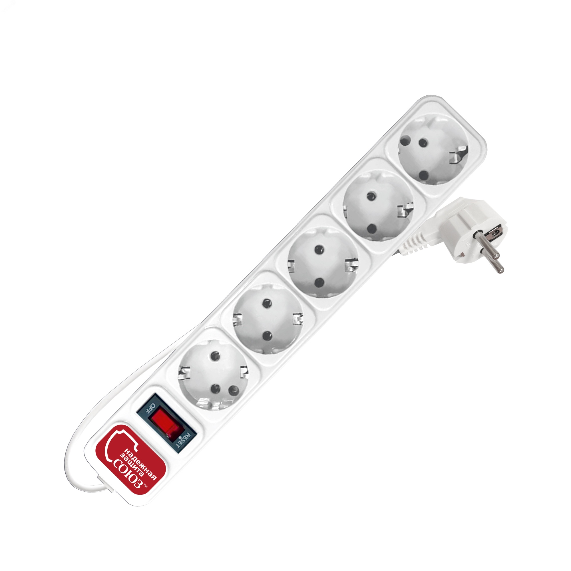 Сетевой фильтр СОЮЗ ПВС 3*0,75 5гн., выключатель с индикацией, с заземлением, белый 5м 1327