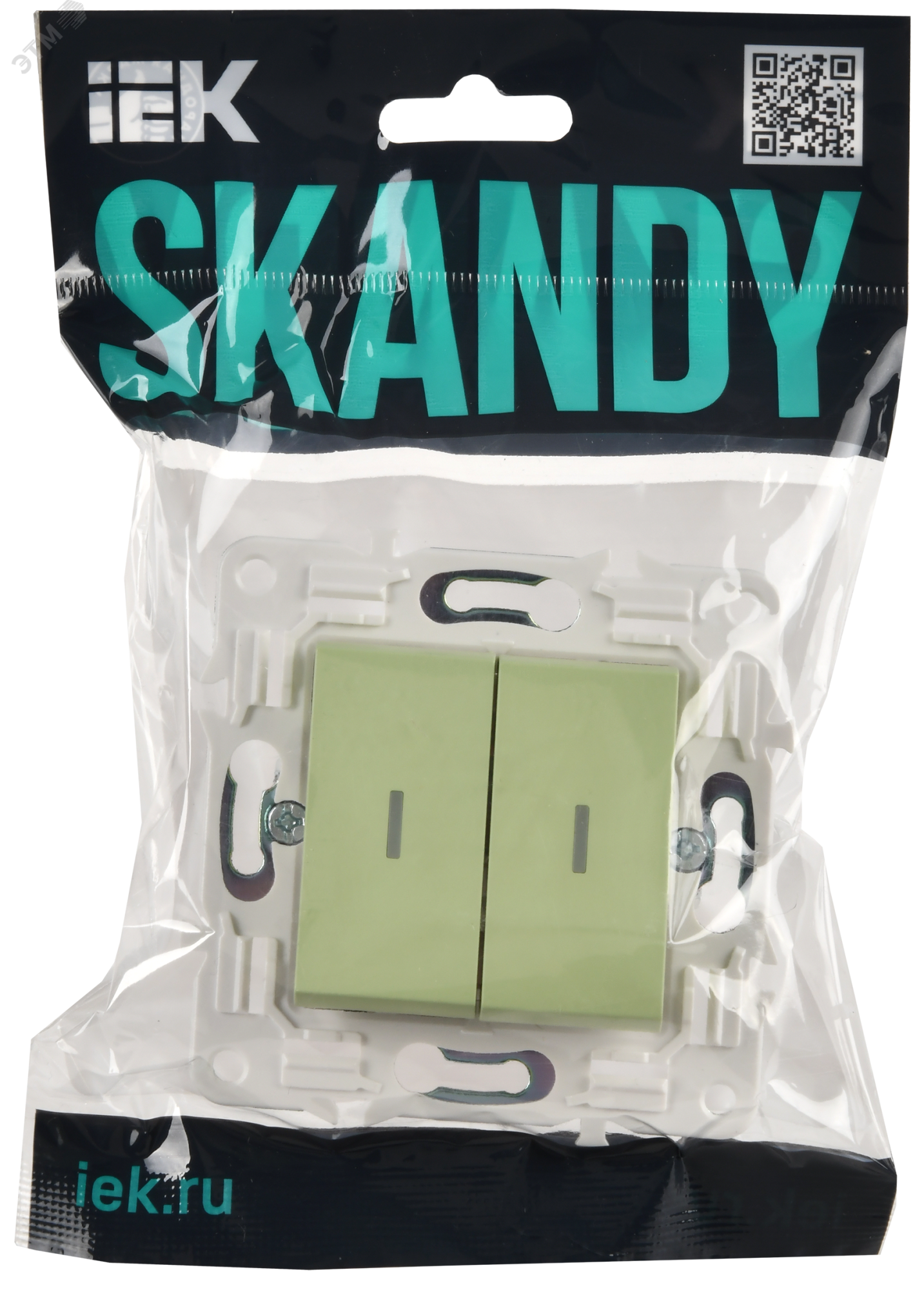SKANDY Выключатель 2-клавишный проходной с индикацией 10А SK-V10G мятный IEK SK-V22-1-10-K06