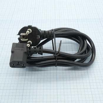 Шнур сеть-компьютер евровилка угл. - с угловым разъемом