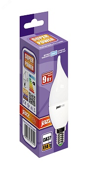 Лампа светодиодная PLED-SP 9Вт CA37 свеча на ветру 5000К холод. бел. E14 820лм 175-265В 2859549A