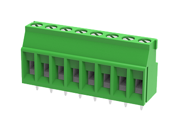 Розеточный разъем на плату MC-TF5.08H02C - Клемма, горизонтальный подвод кабеля, на плату, шаг: 5.08 мм, 2 полюса, фиксация провода винтовая, исполнение: стандартное, 320V, 14A, цвет: зеленый